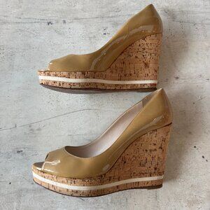 Prada Tan Corkscrew Wedges